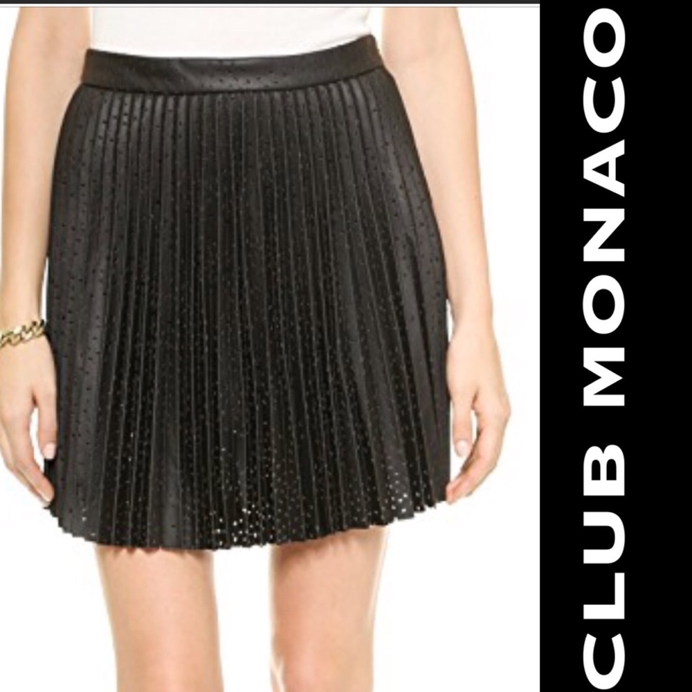Club Monaco black leather perforated skirt Sz.4